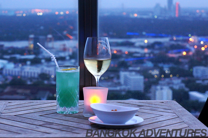 Cocktails and wine at Zeppelin Bangkok Sky Bar