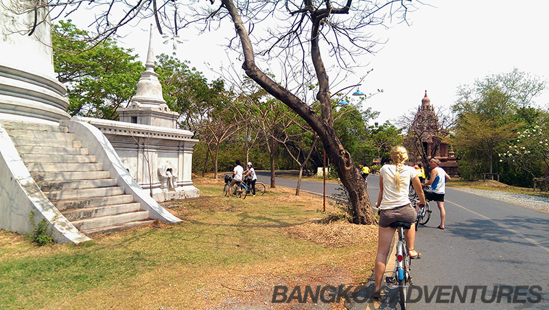 Cycling around Ancient Siam museum in Bangkok