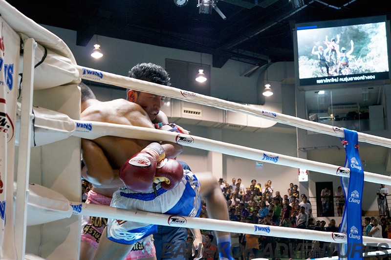 Muay Thai fighters at the new Lumpinee boxing stadium in Bangkok