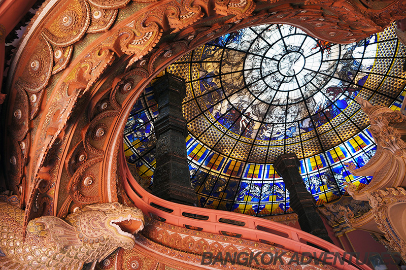 Beautiful Erawan Museum stained glass ceiling