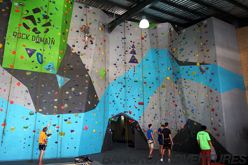 Top rope and lead rope at Rock Domain Climbing Gym, Bangkok